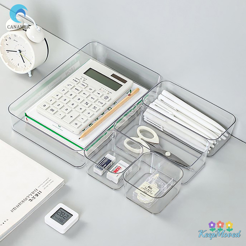 Keepmoved ลิ้นชักใส Organizer ลิ้นชักโปร่งใส Divider กล่องเก็บห้องน้ําแต่งหน้าห้องครัวบนโต๊ะอาหาร Organizer กล่องใหม่