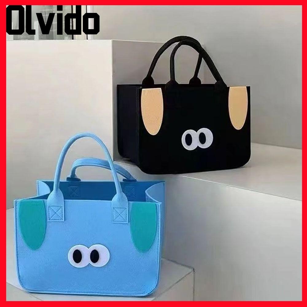 Olvido 1ชิ้นสักหลาดถุงสิริ,กระเป๋าถือ กระเป๋าสะพายข้าง ความจุขนาดใหญ่ถุงช้อปปิ้ง,นํามาใช้ใหม่ถุงของขวัญน่ารักตากระเป๋าสะพาย