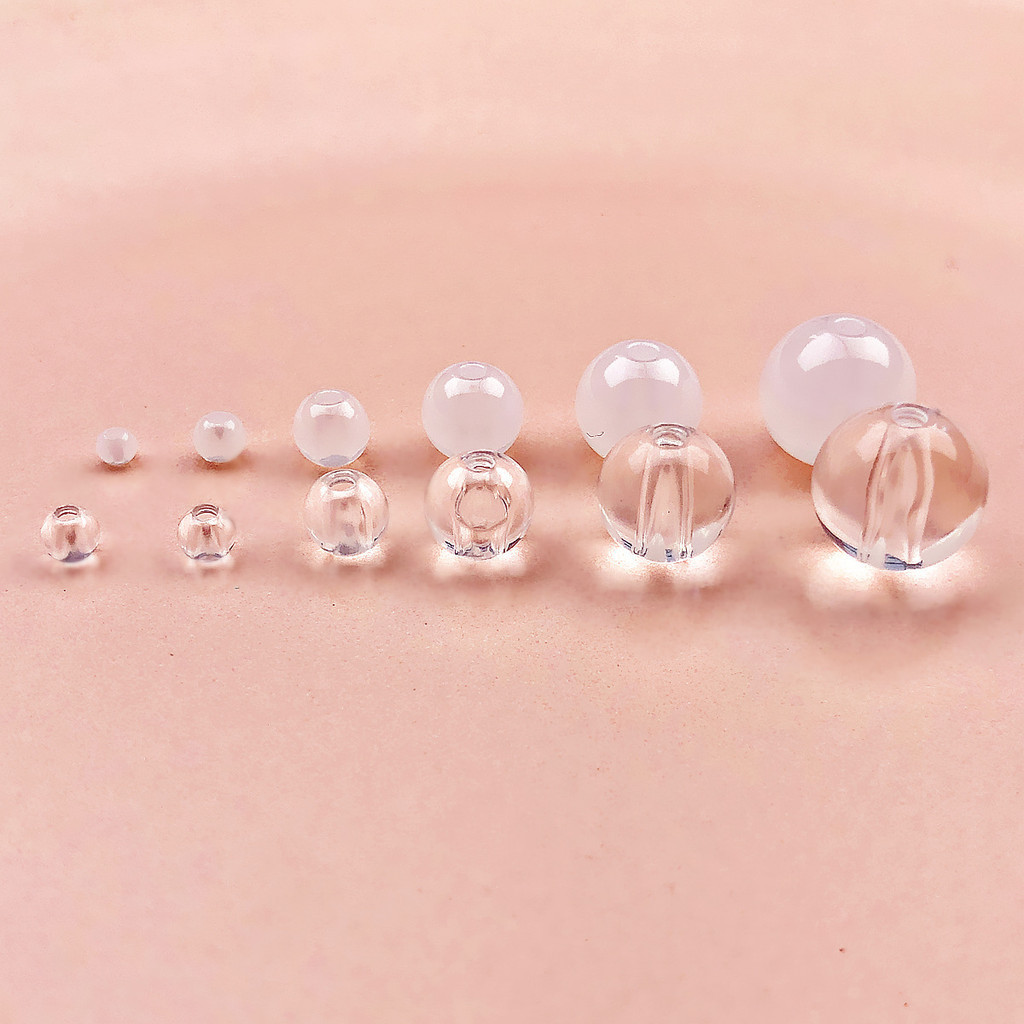 โปร่งใสโปร่งใส Milky สีขาวอะคริลิครอบลูกปัดตรงลูกปัด 5g 10g DIY Handmade สร้อยข้อมือลูกปัดสร้อยคออุปกรณ์เสริม EF3D