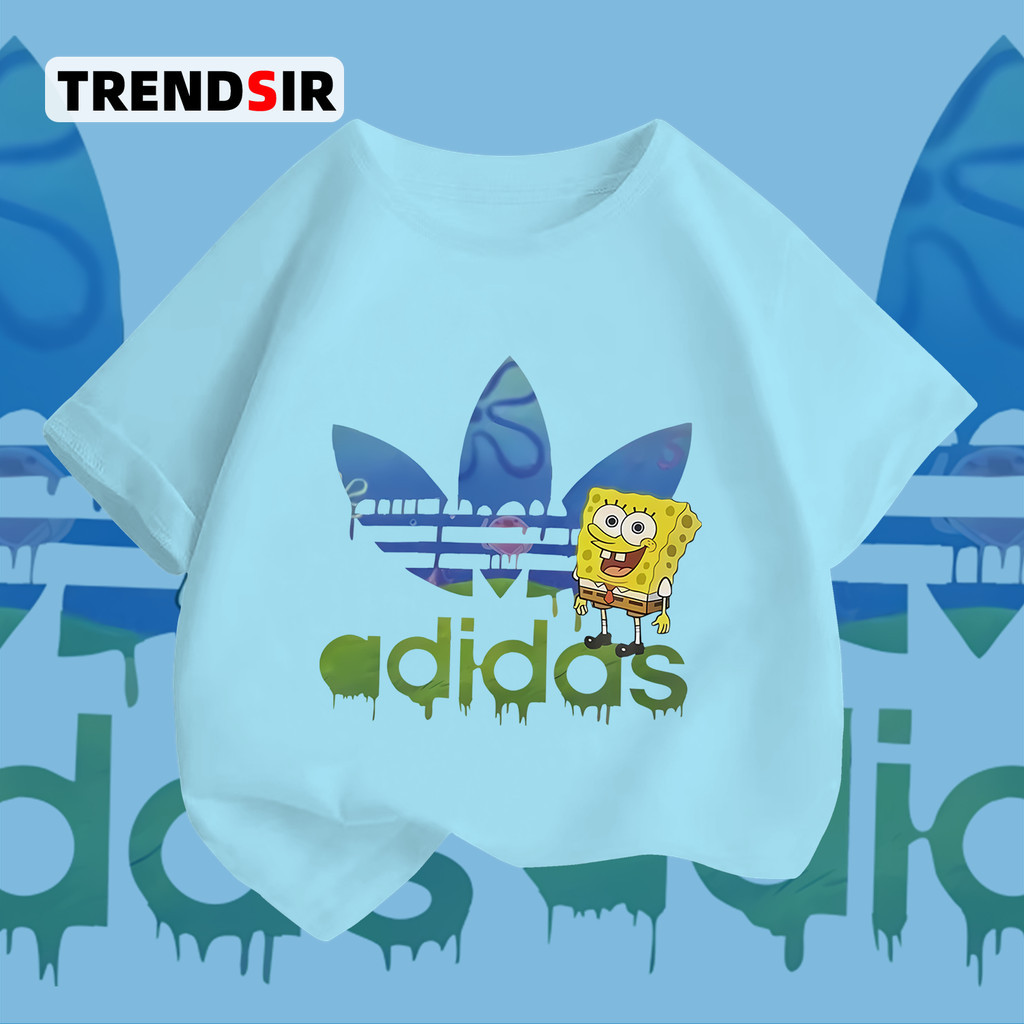 TrendSir พร้อมส่ง เสื้อโอเวอร์ไซส์ เสื้อยืดนิ่ม Adidas&SpongeBob เนื้อผ้านิ่ม 100% Cotton 6สี 100-140
