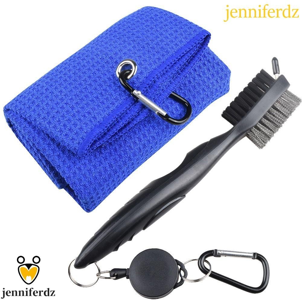 Jenniferdz ผ้าขนหนูกอล์ฟ และแปรง สไตล์คลาสสิก บอลคลับ แปรงทําความสะอาด ผ้าฝ้าย ผ้าขนหนูไมโครไฟเบอร์ วัสดุ Carabiner ตะขอผ้าขนหนู พร้อมตะขอ กอล์ฟ แปรงทําความสะอาดสองด้าน