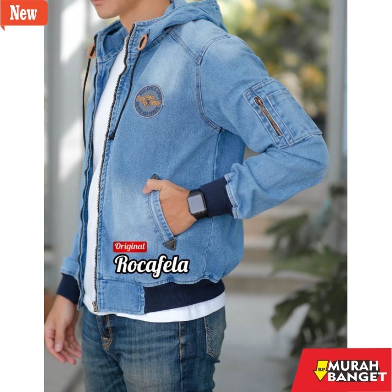 Garut เสื้อแจ็คเก็ตหนังผู้ชาย ROCAFELA HODIE JEANS JACKET PERMANENT HODIE - ORIGINAL ROCAFELA HODIE 