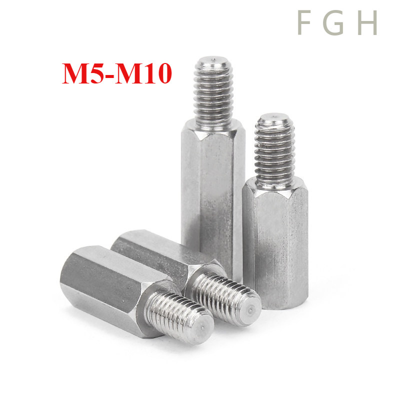 [FGJC-1-y] เสา น็อตสกรู 6 เหลี่ยม Nut Screw ตัวผู้-ตัวเมีย น็อตสกรูหกเหลี่ยม สแตนเลส M5-M10