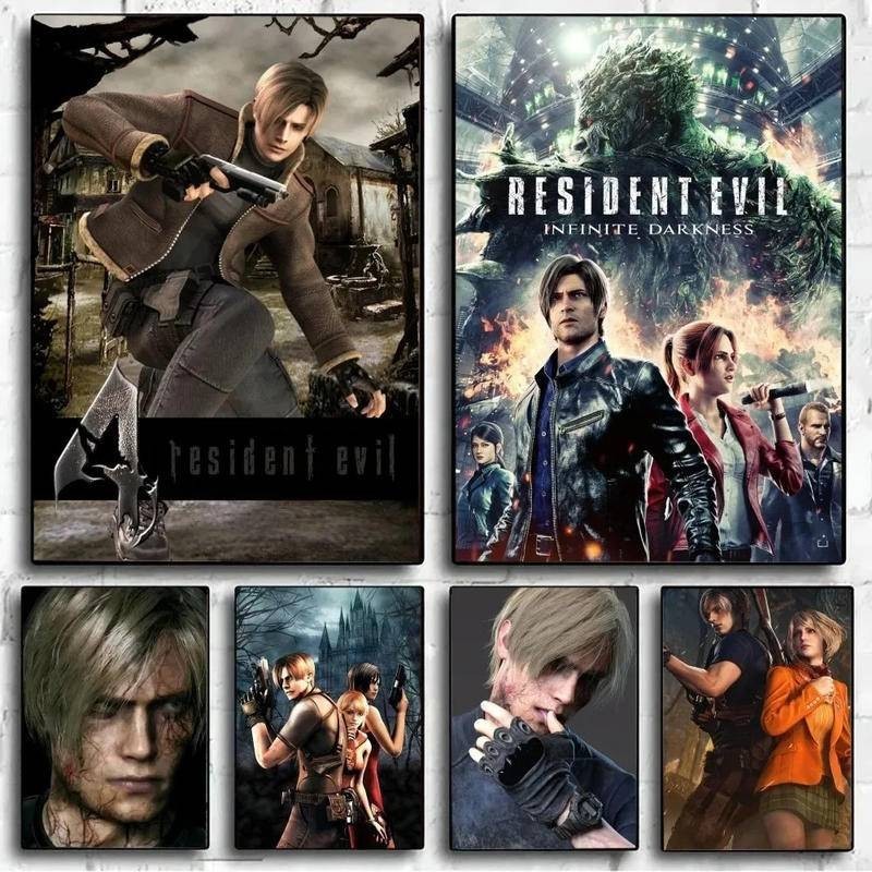 Resident Leon Kennedy Evil โปสเตอร์ไม่มีกรอบโปสเตอร์ Kraft Club Bar กระดาษ Vintage โปสเตอร์ภาพวาดผนัง