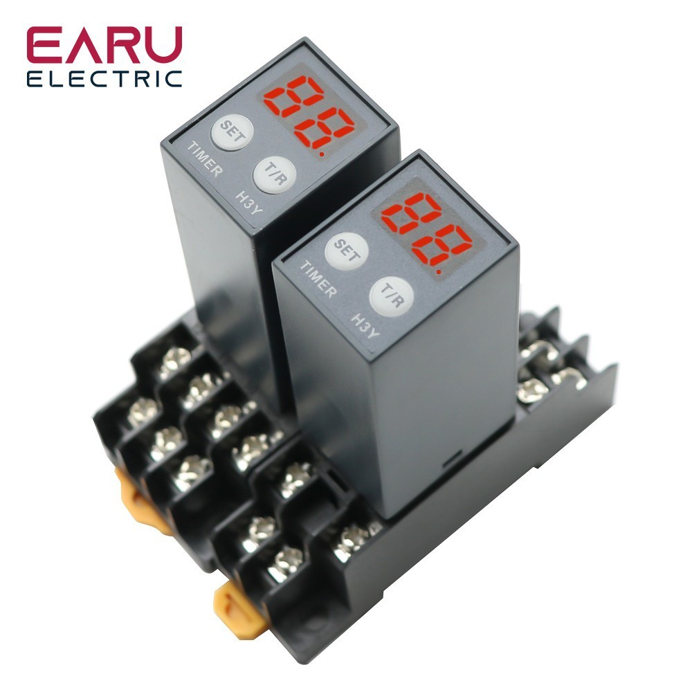 ✼Digital Time Relay 0.1S-990H Power On Delay Off Cycle Delay Multi Mode DC12V DC24V AC220V H3Y-2 Wit