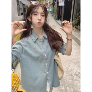 Suxi ย้อนยุคโบว์เย็บปักถักร้อยใหม่สบายๆหลวมและเรียบง่ายปกแขนสั้นเสื้อผู้หญิงเสื้อด้านบน 240713