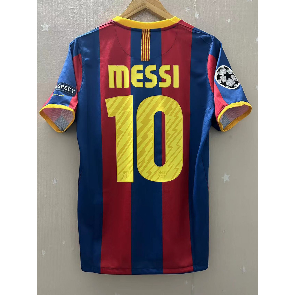 10-11 Barcelona MESSI XAVI คุณภาพสูง Home Retro Football Jersey เสื้อยืดที่กําหนดเอง A.INIESTA