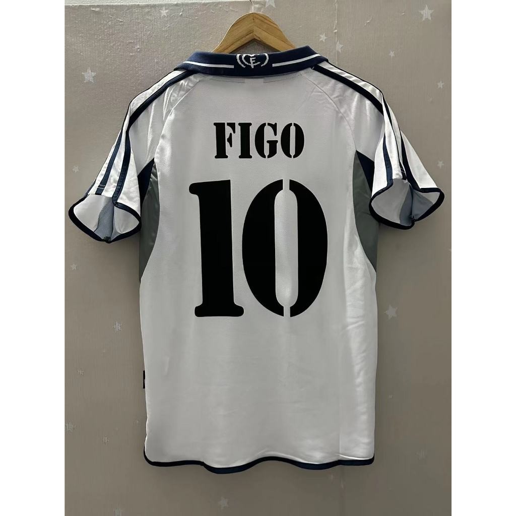 00-01 Real Madrid FIGO R.CARLOS GUTI.H คุณภาพสูง Home Retro ฟุตบอล Jersey เสื้อยืดที่กําหนดเอง
