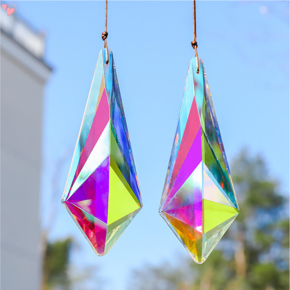 120 มม.AB เคลือบคริสตัล Horns Prisms Suncatchers, Rainbow Maker แขวนปริซึมสําหรับงานแต่งงานต้นคริสต์มาสตกแต่ง