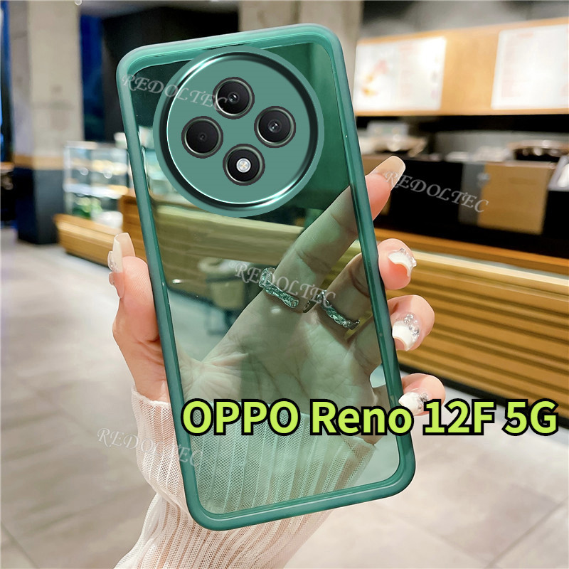 เคส OPPO Reno 12F 5G 2024 ใหม่สีบริสุทธิ์บางปลอกใส OPPO Reno12 F Reno12F Reno 12 F 5G กันกระแทกฝาครอบโทรศัพท์ใสนุ่มพร้อมตัวป้องกันกล้องเลนส์เต็ม