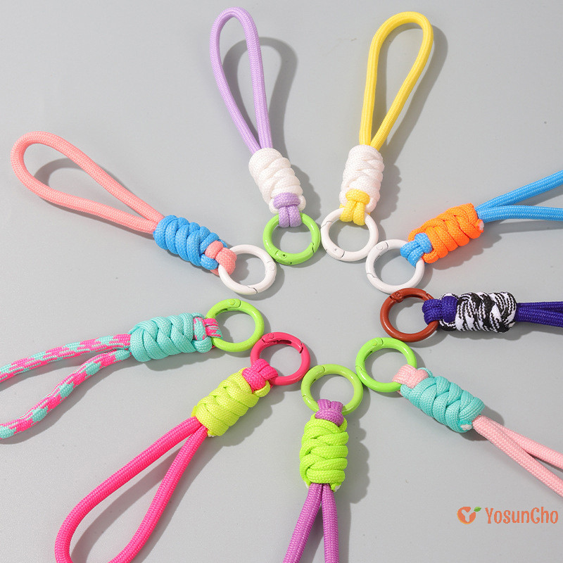 โยซันโช] 12เซนติเมตรที่มีสีสันถักเชือกสายคล้องเชือกเส้นเล็กพวงกุญแจสําหรับเคสโทรศัพท์ผู้หญิงต่อต้านหายไปรถพวงกุญแจกระเป๋าแขวนอุปกรณ์พวงกุญแจใ