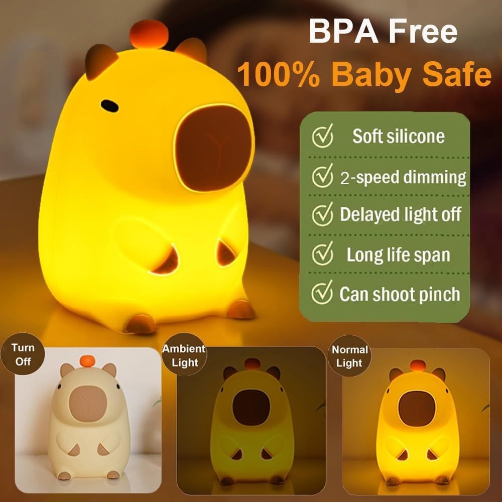 พร้อมส่ง โคมไฟกลางคืน คาปิบารา น่ารัก ซิลิโคนนิ่ม ของขวัญวันเกิด สําหรับห้องนอนเด็ก