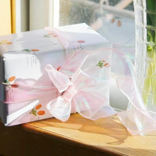 10/50yards Iridescent Fishtail เส้นด้ายของขวัญริบบิ้นสําหรับดอกไม้ช่อดอกไม้บรรจุภัณฑ์ Organza ริบบิ้นแบบมีสายสําหรับวันวาเลนไทน์ตกแต่งงานแต่งงาน