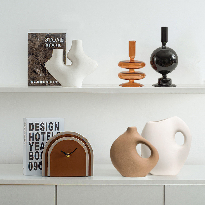 โมเดิร์น Nordic High-End Earth สีนุ่มตกแต่งบ้านห้องพักห้องนั่งเล่นตู้ทีวีตู้ไวน์ตกแต่งศิลปะ