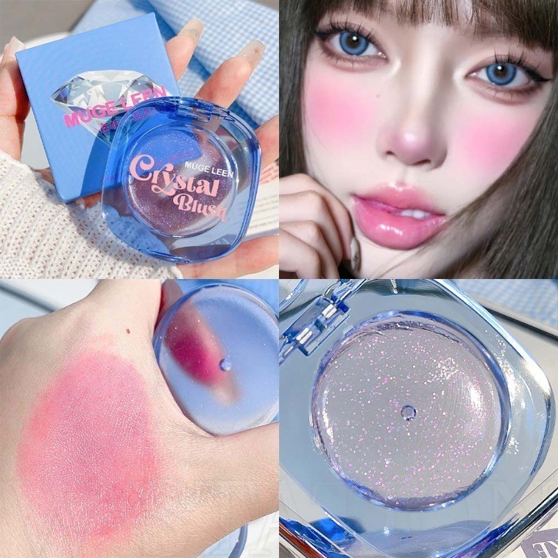 Transparent Crystal Warm Color-Changing Blush Palette - ให้ความชุ่มชื้น ติดทนนาน กันน้ํา - Matte Shimmer Blush - สําหรับริมฝีปาก, Cheek - Highlighter Blusher ครีม - เครื่องสําอางแต่งหน้า