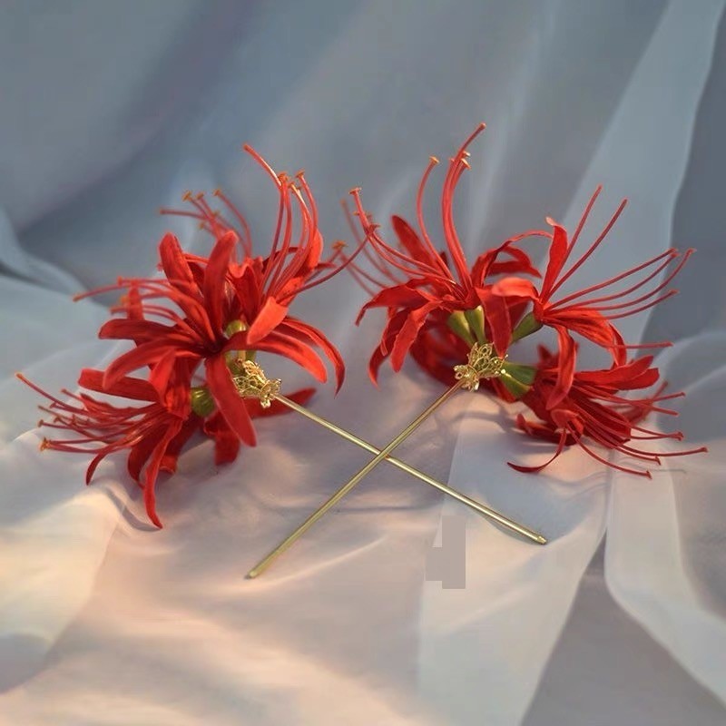 สไตล์ใหม่สีแดงอื่นๆด้านข้างดอกไม้ Hairpin หญิงมูลค่าสูง All-Match Hairpin ดอกไม้ใหญ่ Hanfu เครื่องประดับผม