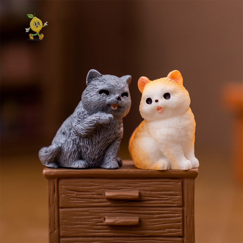 [mozh] เครื่องประดับแมวขนาดเล็กการ์ตูนลูกแมวไมโครภูมิทัศน์ตุ๊กตาโมเดลรถภายในบ้านตกแต่งเดสก์ท็อป [TH]