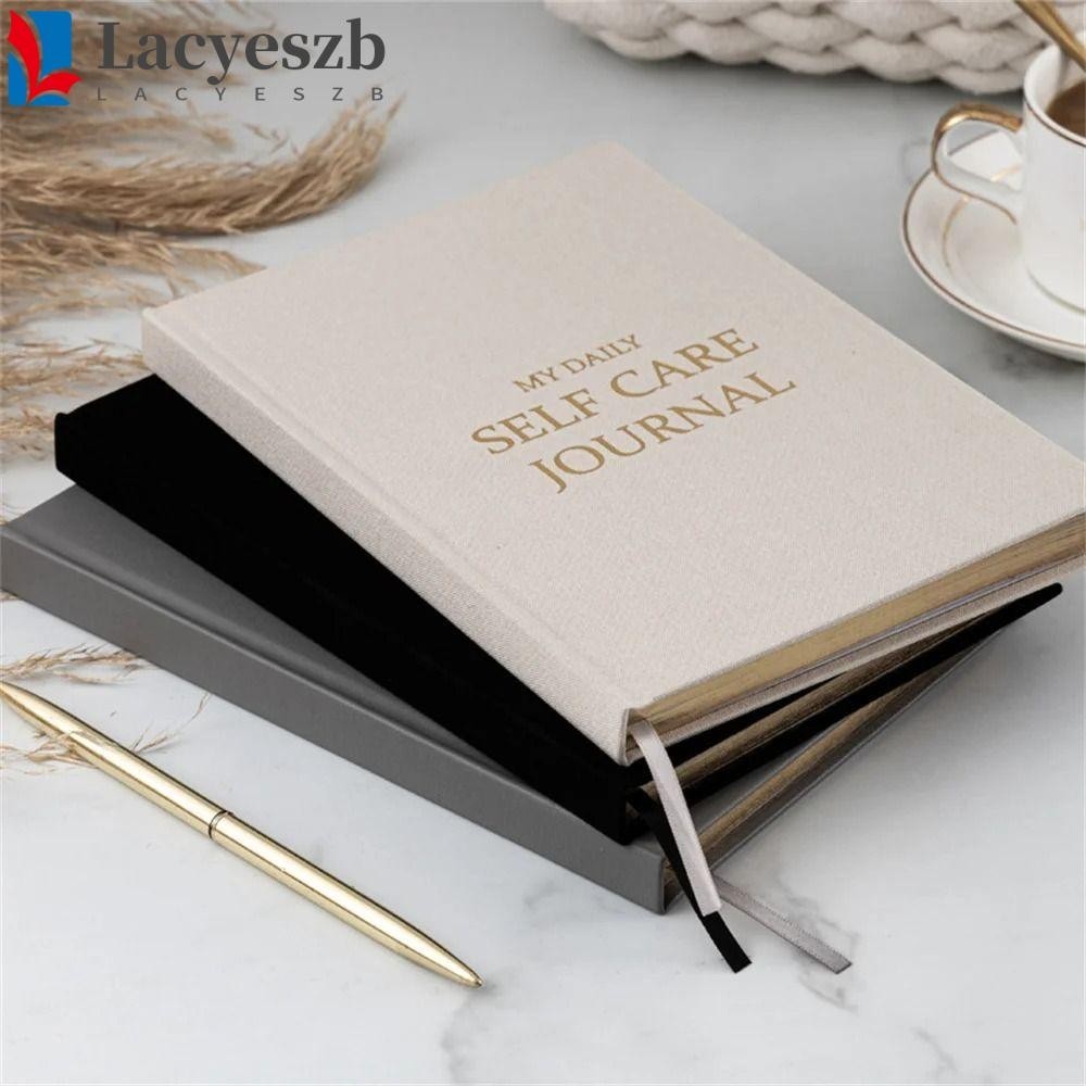 Lacyeszb Gratitude Journal, A5 ปกผ้าห้านาทีวารสาร, สมุดบันทึกภาษาอังกฤษรุ่น Gratitude ไดอารี่สวมใส่ผ้าปกโน๊ตบุ๊คโรงเรียนเครื่องเขียน