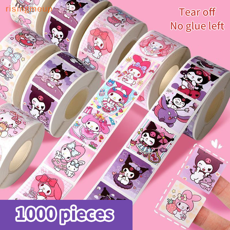 [risingmeup] Sanrio การ์ตูนสติกเกอร์ Roll/500pcs น่ารัก Cinnamoroll My Melody Kuromi รางวัลสติกเกอร์นักเรียนคู่มือของขวัญสติกเกอร์ตกแต่ง