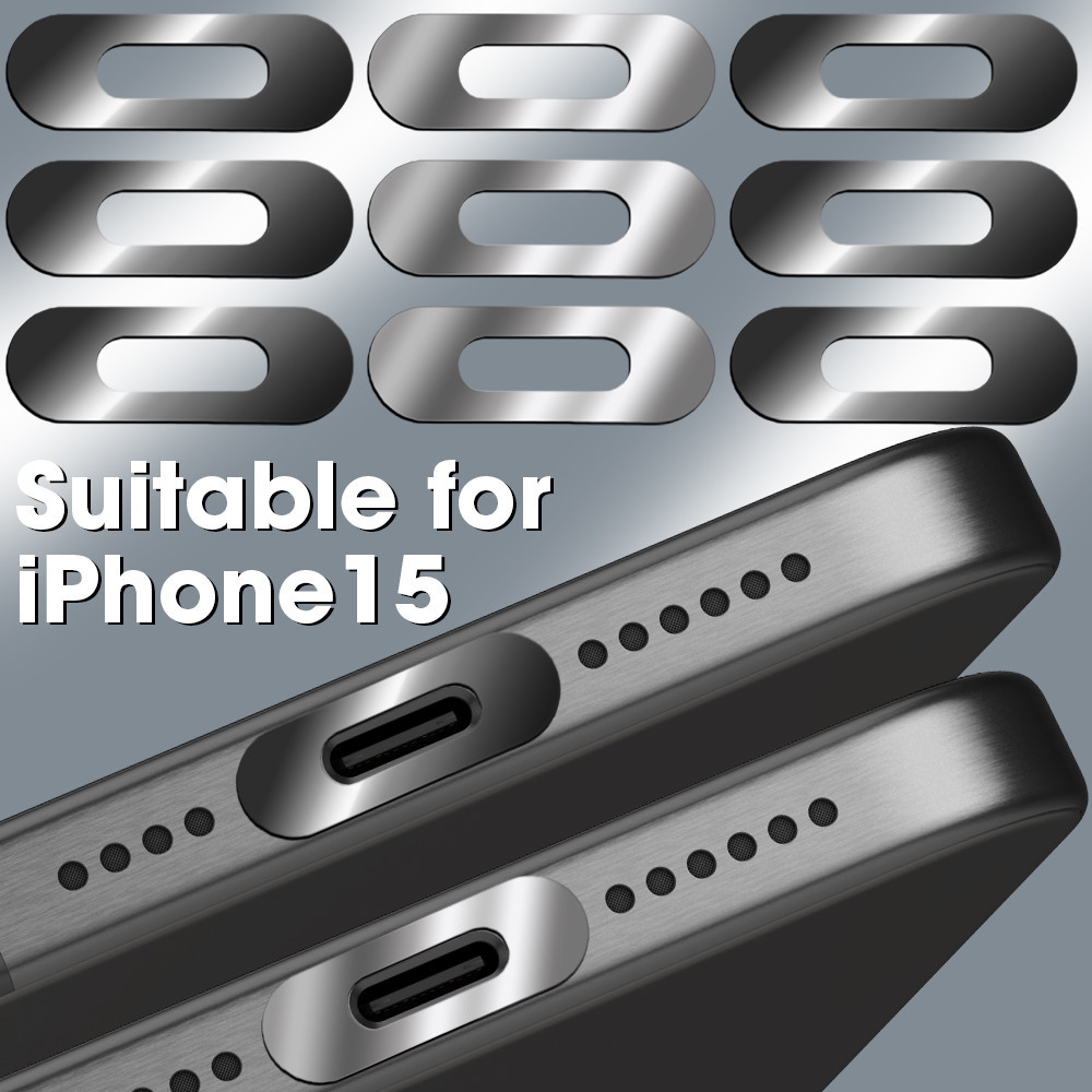 10 ชิ้น Type-C ฟิล์มป้องกันพอร์ตชาร์จ - สติ๊กเกอร์กาวในตัวสําหรับพอร์ต USB C - ตัวป้องกันพอร์ตชาร์จที่ทนทาน - โทรศัพท์โลหะสติกเกอร์ป้องกันรอยขีดข่วน - สําหรับ iPhone 15 Series