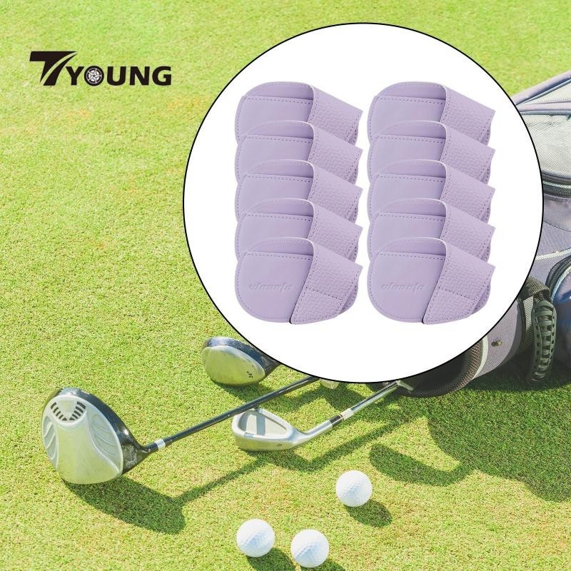 [ 10x Golf Iron Headcover Golf Cover ทนต่อการสึกหรอ PU แบบพกพาน้ําหนักเบา