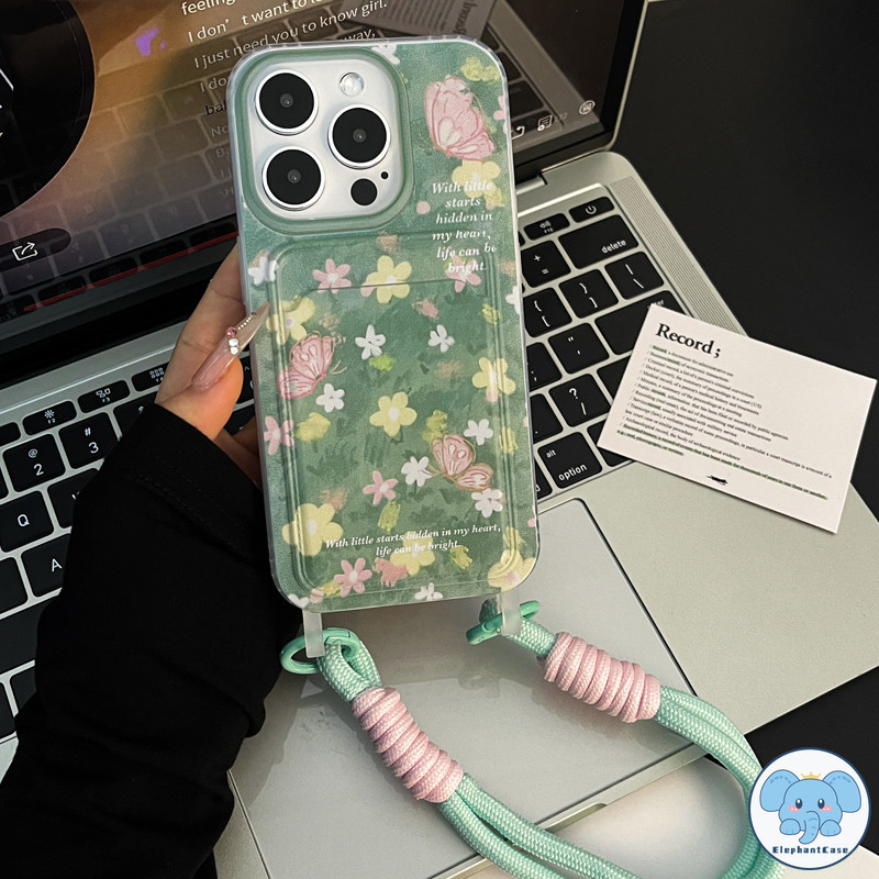 กระเป๋าใส่บัตรดอกไม้ ที่มีสไตล์สดใหม่เข้ากันได้กับ IPhone 11 XR 15 13 12 14 Pro Max 8 14 12 7 15 Plus X XS Max