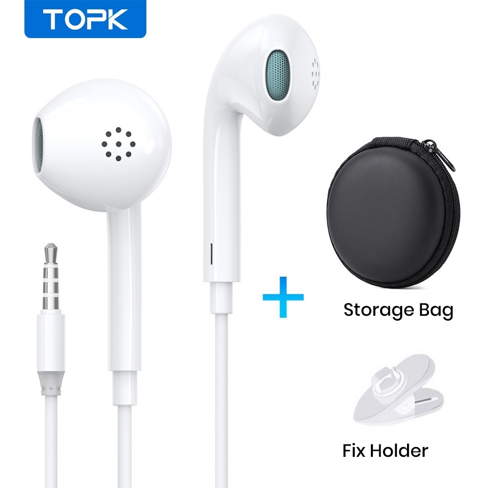 TOPK F20 หูฟังหูฟังชนิดใส่ในหูแบบมีสายหูฟังพร้อมไมโครโฟนแจ็ค 3.5 มม. Universal สําหรับโทรศัพท์