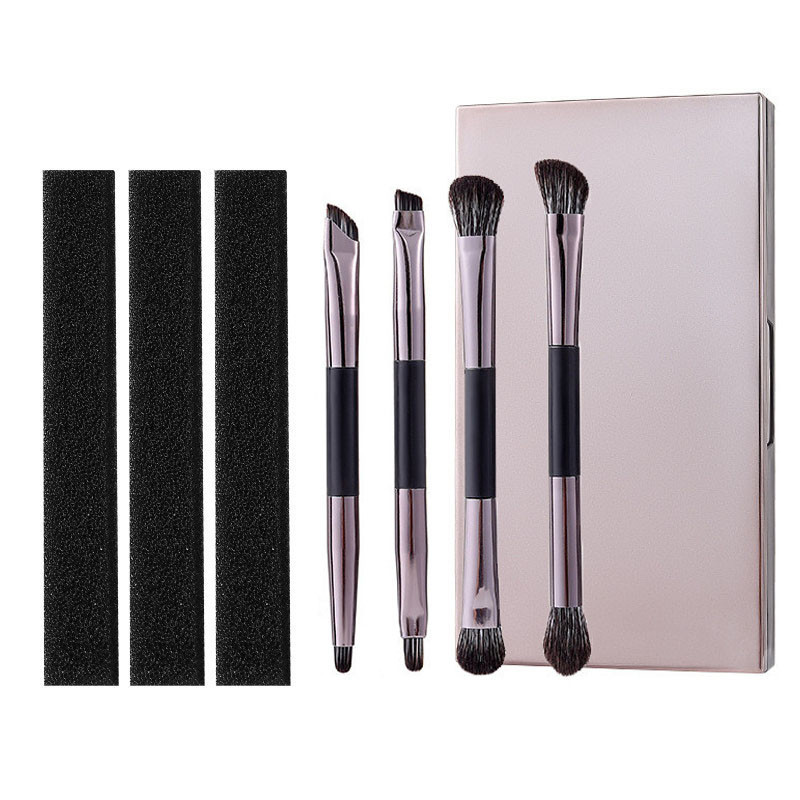 4PCS Travel Eye ชุดแปรงแต่งหน้าอายแชโดว์ Eye Blending อายไลเนอร์ Under Eye คอนซีลเลอร์ Eye Brow Smud