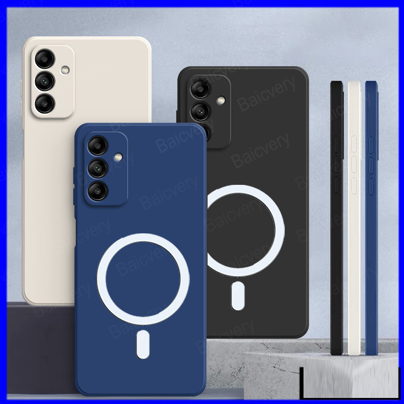 เคส Samsung Galaxy M35 A55 5G เคสซิลิโคน TPU สีสันสดใสแม่เหล็กชาร์จไร้สายปลอกฝาหลัง