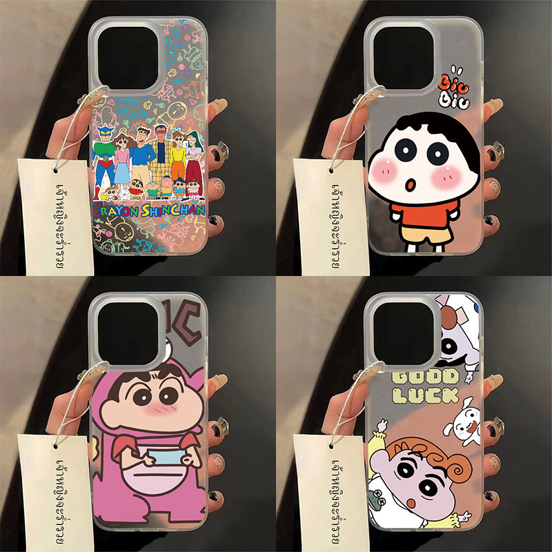 เคส ชินจัง IPhone 11 15 13 14 12 Pro Max X XR XS MAX 15 7 14 8 Plus ดินสอสีน่ารักชินชิน TPU กรณีโทรศัพท์กันกระแทก