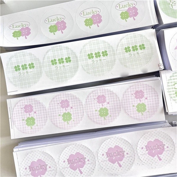 สตีฟ สุ่ม 5 แผ่น 20 ชิ้น โชคดี โคลเวอร์ บ้าน รอบปิดผนึกสติกเกอร์ภาพการ์ดบรรจุภัณฑ์วัสดุ