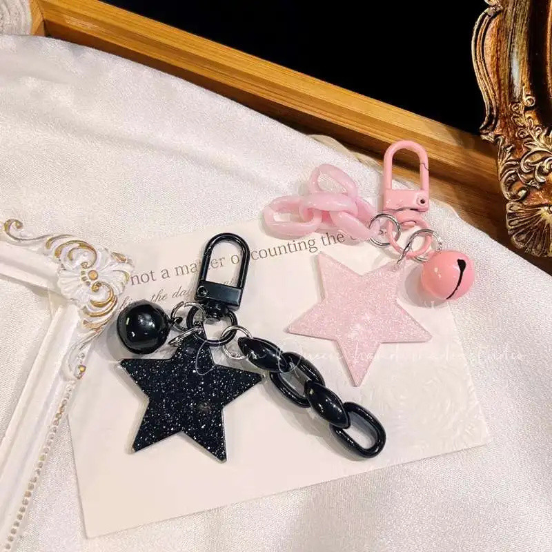 อะคริลิค Glitter ดาวพวงกุญแจแฟชั่นแป้ง Pentagram Key แหวน Star จี้หูฟังอุปกรณ์เสริมของขวัญมิตรภาพ