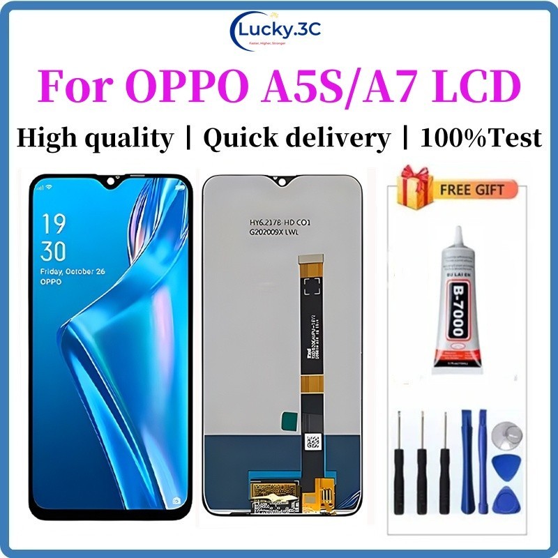 สําหรับ oppo a5s lcd A7 A12 Realme 3 lcd เปลี่ยนหน้าจอสัมผัสหน้าจอ lcd lucky.3c