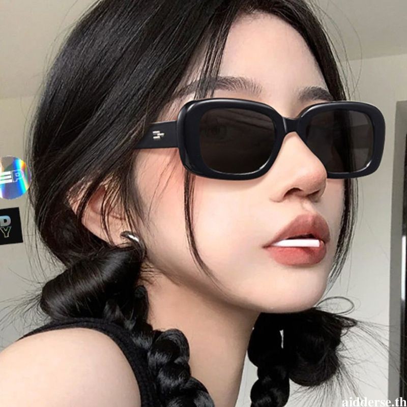 aidderse.th แว่นกันแดดกล่องแฟชั่น แว่นกันแดดระดับไฮเอนด์ Unisex แว่นกันแดดย้อนยุคทน UV-