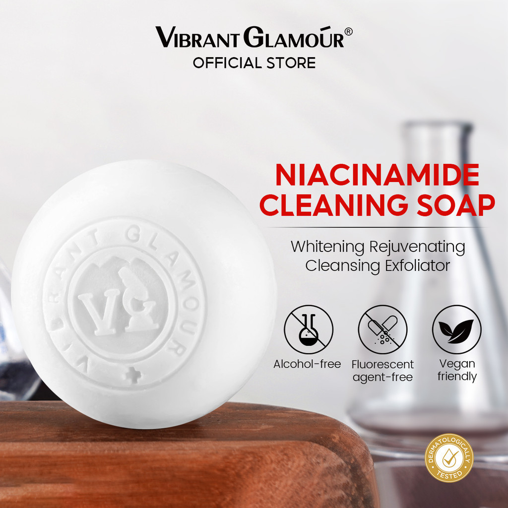VIBRANT GLAMOUR Niacinamide สบู่ไวท์เทนนิ่ง ทําความสะอาดผิวหน้าอย่างล้ําลึก 100 กรัม