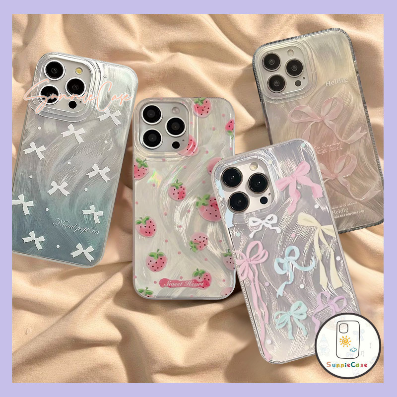 โบว์แฟชั่น สตรอเบอร์รี่คู่ เคสSamsung A05s A12 A14 A15 A23 A25 A32 A34 A53 A51 A21s A03 A20 A50 A04s A05 A33 A13 A11