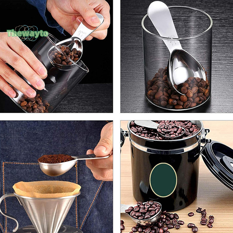 [Thewayto] ช้อนกาแฟสแตนเลสและช้อนตวงภาชนะกาแฟพร้อมช้อนตวงสําเร็จการศึกษาช้อนตามหลักสรีรศาสตร์ที่แม่นยํา [ใหม่]