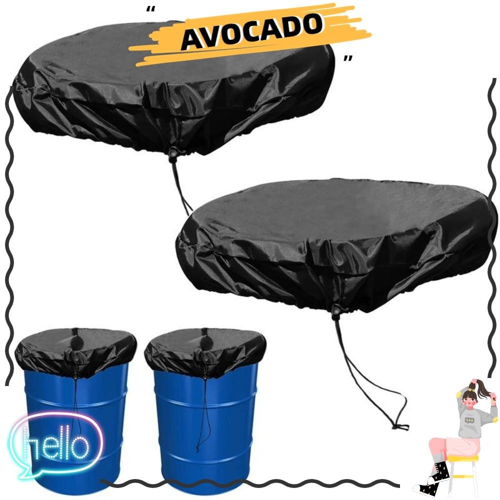 ฝาครอบถังกันฝน AVOCAR, พร้อมผ้าคลุมกลองกันน้ําแบบมีเชือกรูดยืดได้, ผ้าคลุมถังขยะทนทานแบบปรับได้สีดํา