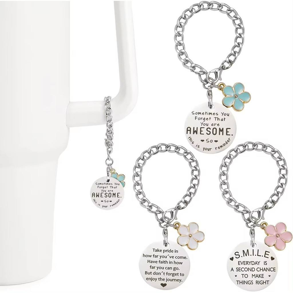 Blossoms Charm อุปกรณ์เสริมสําหรับ Tumbler IceFlow น้ําขวดจี้ 1 PCS น่ารักเริ่มต้นพวงกุญแจ Handle Charm สําหรับ Stanley Tumbler