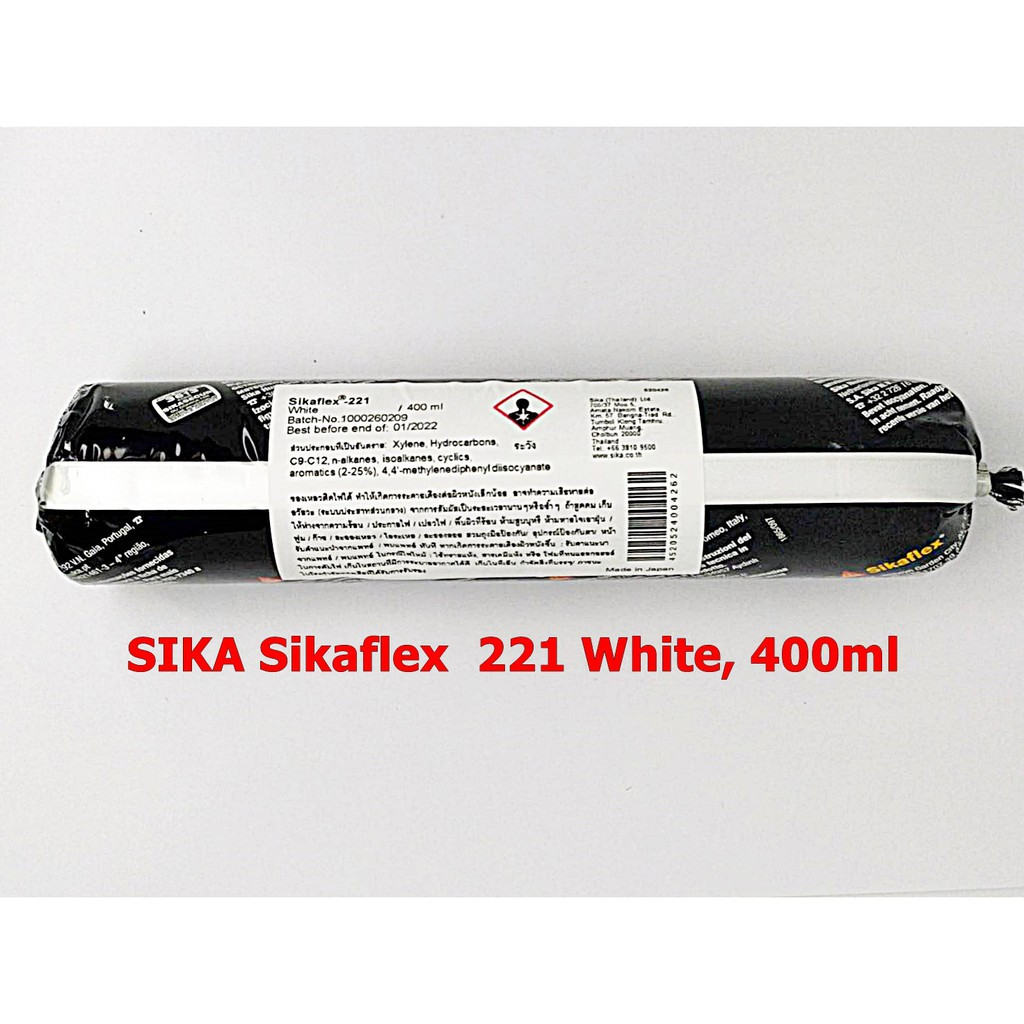 อุดรอย SIKA SikaFlex 221 กาวโพลียูรีเทนคุณภาพสูง สำหรับซีลตะเข็บรอยต่อ แบบหลอดนิ่ม สีขาว/ดำ 400มล(x1