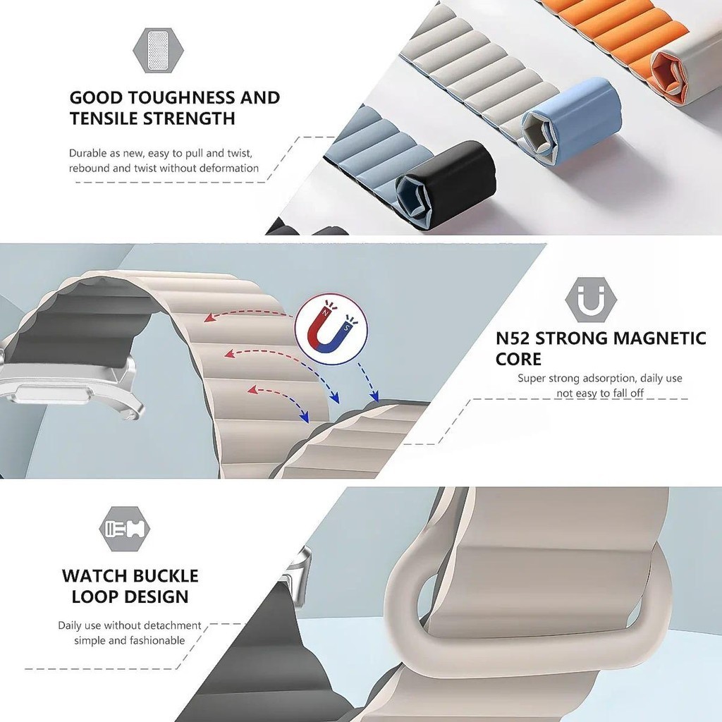 สายรัดแม่เหล็กสําหรับ Samsung Galaxy Watch Ultra 47 มม.ซิลิโคนไม่มีช่องว่าง Sport Loop Quick Fit สร้อยข้อมือสําหรับ Galaxy Watch 7 Ultra - รูปที่ 2