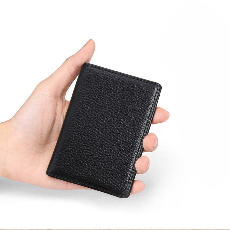 Mens ลายลิ้นจี่ cowhide บัตรเครดิตผู้ถือป้องกันแม่เหล็ก RFID ID Cards Cases soft Multi card slot บางกระเป๋าสตางค์ขนาดเล็ก