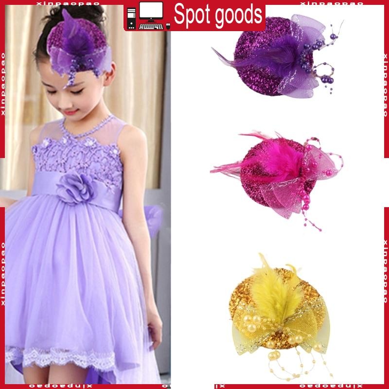 Xi Party Fascinator ดอกไม้ Fascinator สาว Fascinator หมวกกลิตเตอร์
