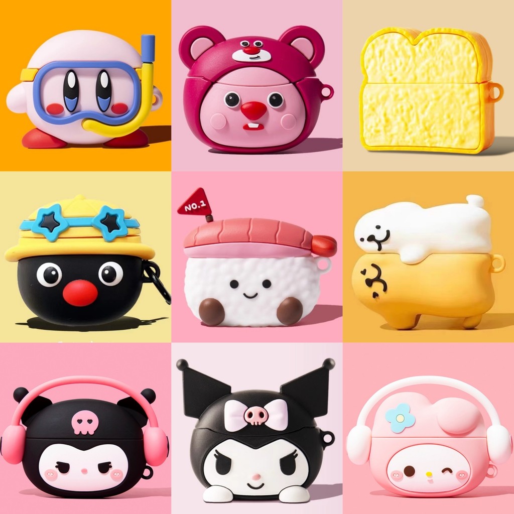 For Huawei FreeClip Case Huawei FreeBuds 6i 5i SE3 Soft Case Cute Sushi Toast Bread Huawei FreeBuds Pro4 Pro3 Pro2 Clear Case Cartoon Kirby FreeBuds 5 / SE2 Protective Cover