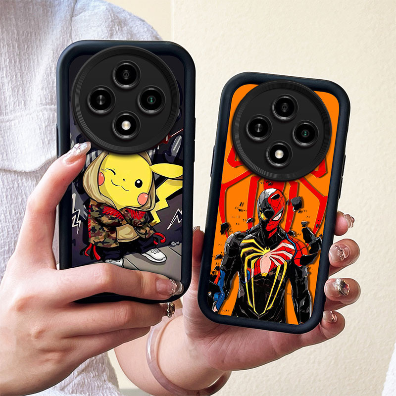 โทรศัพท์ด้านหลังสําหรับOppo F27 Pro Plusแฟชั่นหรูหราการ์ตูนMarvel Man Spider Luffสีดําซิลิโคนนุ่มเคส