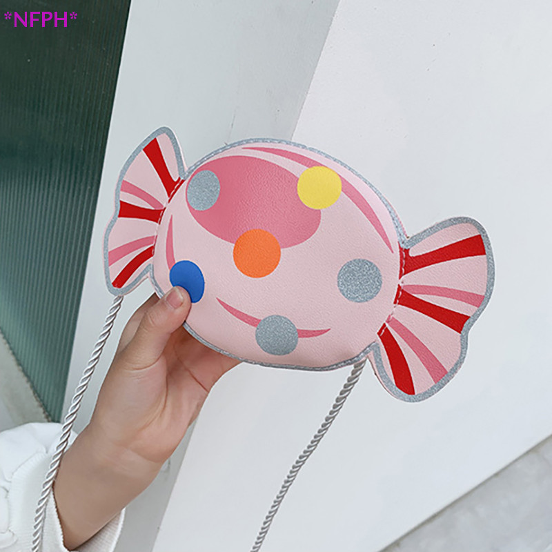 Nfph>เด็กน่ารักcandyกระเป๋าสะพายเจ้าหญิงสาวcrossbodyกระเป๋าmessengerหนังpuกระเป๋าถือขนาดเล็กกระเป๋าเงินเหรียญใหม่