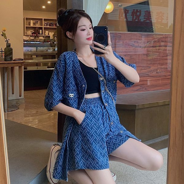 ชุดผู้หญิงพลัสไซส์ฤดูร้อนแบบใหม่สำหรับสาวอ้วนแฟชั่นชุดลำลองผู้หญิงทรงหลวมสองชิ้นใส่แล้วดูผอมใส่แล้วดูผอม