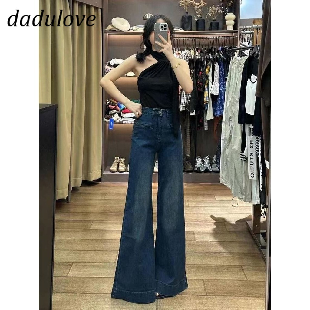 DaDulove New American INS High Street Retro Jeans Niche High Waist Loose Wide Leg Pants Large Size Trousers