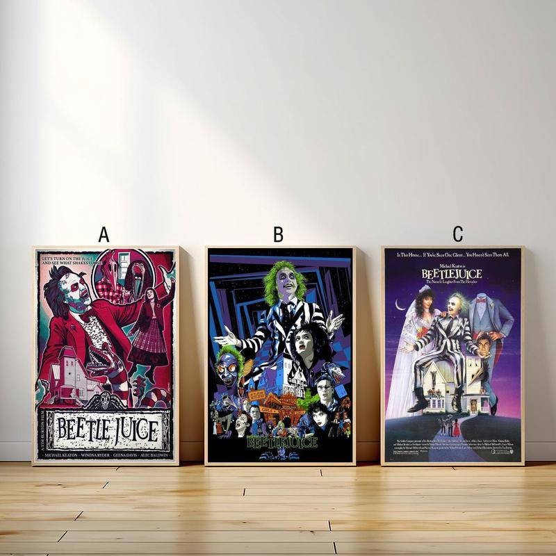 Beetlejuice ภาพยนตร์โปสเตอร์ผ้าใบพิมพ์ Wall Art ภาพวาดผ้าใบห้องนั่งเล่นห้องนอน Docor พัดลมของขวัญ