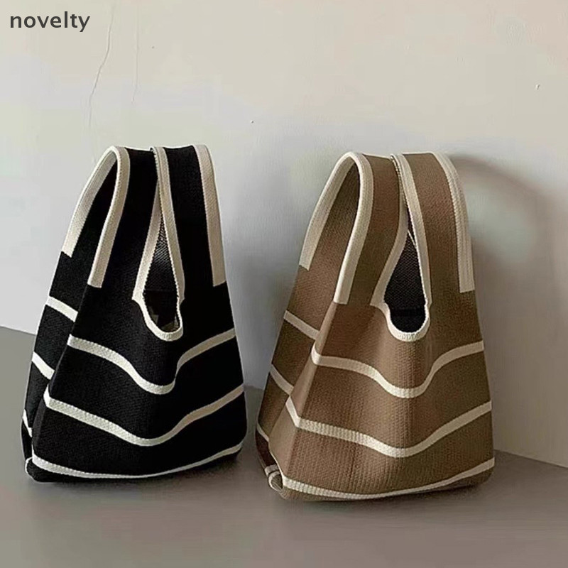 Nly 1 ชิ้นแฟชั่น Handmade ลายเส้นด้ายถักทอกระเป๋าถือผู้หญิง Knot ข้อมือกระเป๋าเกาหลี Casual Tote กระเป๋านํากลับมาใช้ใหม่ถุงช้อปปิ้ง N